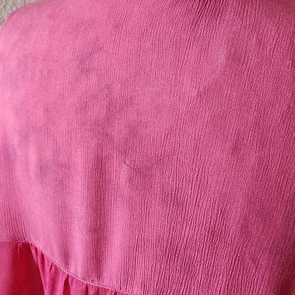 Free People Sheer Pink Tie Dye Button Down Top Size Small - Picture 5 of 8